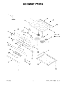 Cooktop Parts Diagram and Parts List for YWEE750H0HV5  Whirlpool Range