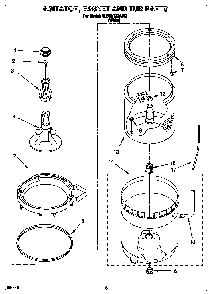 Agitator, Basket And Tub Diagram and Parts List for 6LSR5132AW2  Whirlpool Washer