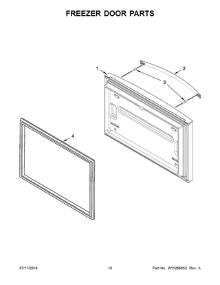 Freezer Door Parts Diagram and Parts List for WRF540CWHZ01  Whirlpool Refrigerator
