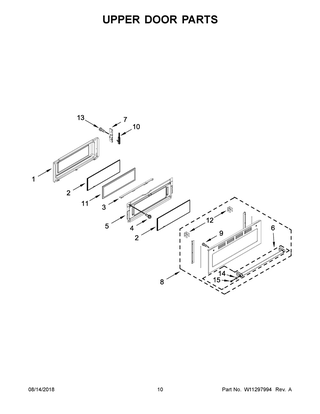 Upper Door Parts Diagram and Parts List for KFED500EBS03  Whirlpool Range