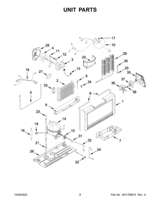 Unit Parts Diagram and Parts List for GAFZ30FDGB06  Whirlpool Freezer
