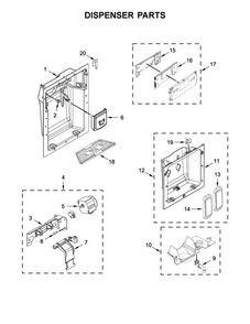 Dispenser Parts Diagram and Parts List for KBSD618ESS01  KitchenAid Refrigerator