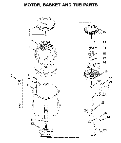 Motor, basket and tub parts Diagram and Parts List for 11028133414  Kenmore Washer