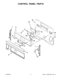 CONTROL PANEL PARTS Diagram and Parts List for YWFE540H0BS0  Whirlpool Range