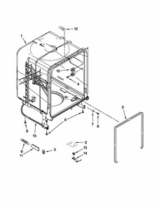 Tub And Frame Parts Diagram and Parts List for 66517749K016  Kenmore Dishwasher