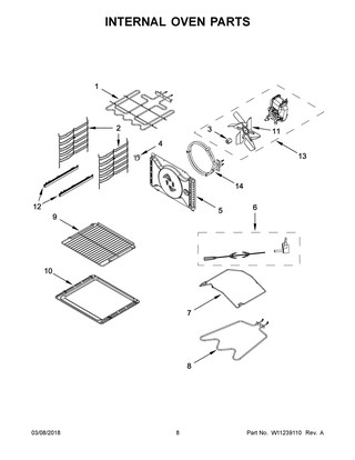 Internal Oven Parts Diagram and Parts List for KOSC104FSS0  Whirlpool Wall Oven