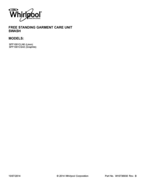 01 - Cover Sheet Diagram and Parts List for SFF1001CSA0  Whirlpool Washer