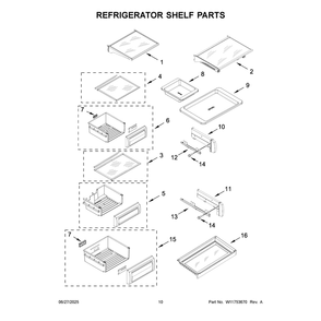 Refrigerator Shelf Parts Diagram and Parts List for KBSN708MPS01  KitchenAid Refrigerator