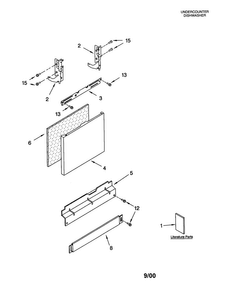 Door And Panel Diagram and Parts List for KUDR01DTBT0  KitchenAid Dishwasher