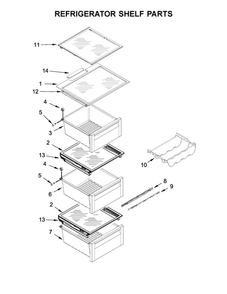 Refrigerator Shelf Parts Diagram and Parts List for WRS970CIDE00  Whirlpool Refrigerator