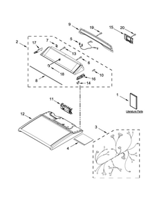 Top And Console Parts Diagram and Parts List for 11079132413  Kenmore Dryer