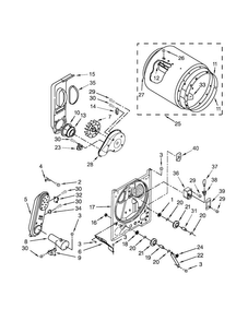 Bulkhead Parts Diagram and Parts List for 11075132411  Kenmore Dryer