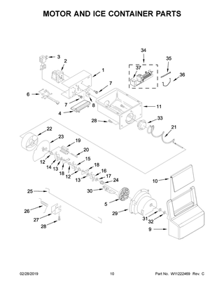 Motor And Ice Container Parts Diagram and Parts List for IRS335SDHM00  Whirlpool Refrigerator