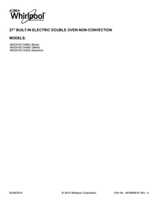 Cover Sheet Diagram and Parts List for WOD51EC7AB02  Whirlpool Wall Oven