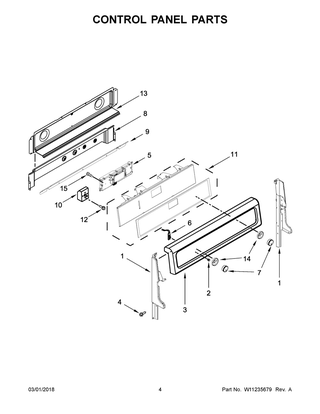 Control Panel Parts Diagram and Parts List for WGE745C0FS01  Whirlpool Range