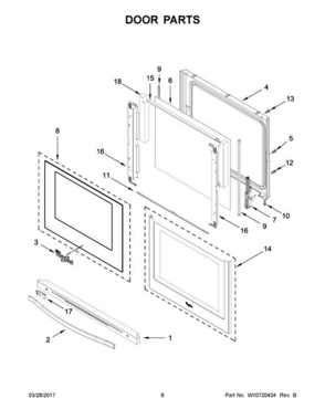 04 - Door Parts Diagram and Parts List for YWEE760H0DH0  Whirlpool Range