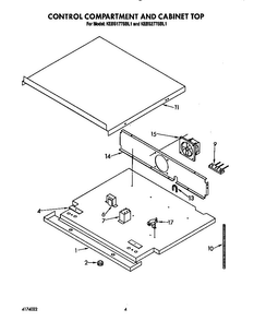 Control Compartment And Cabinet Top Diagram and Parts List for KEBS177SBL1  KitchenAid Wall Oven