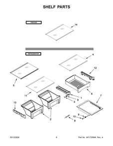 Shelf Parts Diagram and Parts List for WRT549SZDM06  Whirlpool Refrigerator
