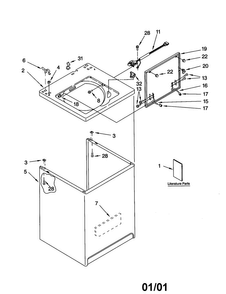 Top And Cabinet Diagram and Parts List for 2DLSQ7533JQ0  Whirlpool Washer