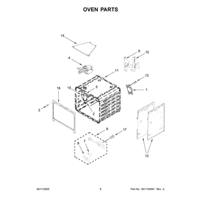 Part Location Diagram of RECEIVER Whirlpool Hinge (Not Serviced)