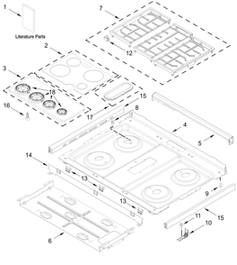 Cooktop Parts Diagram and Parts List for KSGS430SPS0  Whirlpool Range