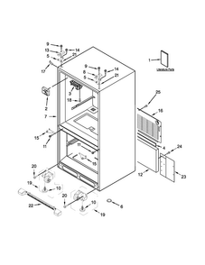 Cabinet Parts Diagram and Parts List for 5GFB2558EA00  Whirlpool Refrigerator