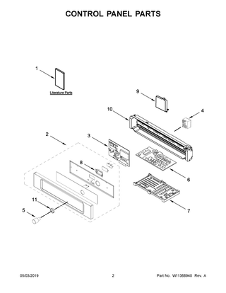 Control Panel Parts Diagram and Parts List for KMBS104ESS03  Whirlpool Microwave