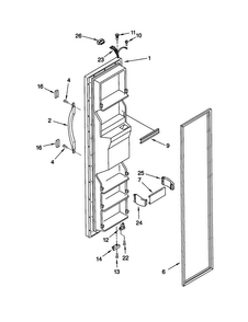 Freezer Door Diagram and Parts List for ED25GWXFW00  Whirlpool Refrigerator
