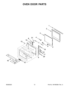 Oven Door Parts Diagram and Parts List for KOCE900HSS23  KitchenAid Microwave Oven Combo