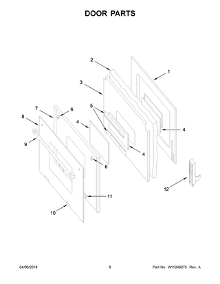 Door Parts Diagram and Parts List for YWFE50M4HS0  Whirlpool Range