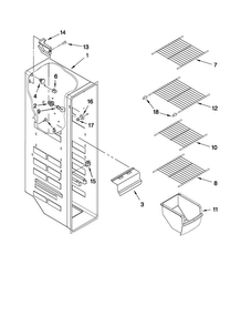 Freezer Liner Parts Diagram and Parts List for 10641563805  Kenmore Refrigerator