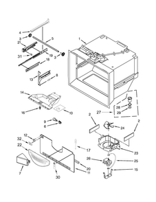 Freezer Liner Parts Diagram and Parts List for KBFS20ECBL00  KitchenAid Refrigerator
