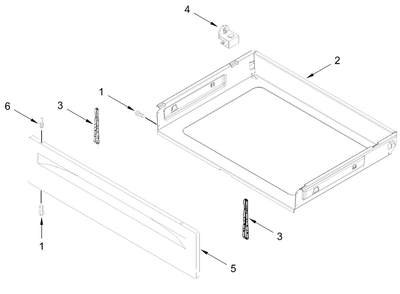 Drawer Parts Diagram and Parts List for VREW3150RW0  Whirlpool Range