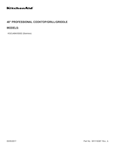 Cover Sheet Diagram and Parts List for KGCU484VSS02  KitchenAid Cooktop