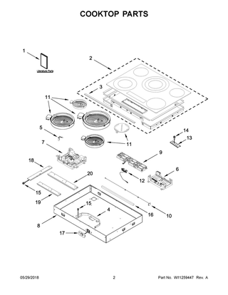 Cooktop Parts Diagram and Parts List for WCE97US6HB00  Whirlpool Cooktop
