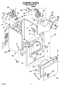 CABINET PARTS Diagram and Parts List for 4PLEC8647JT3  Whirlpool Dryer