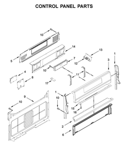 Control Panel Parts Diagram and Parts List for WFG775H0HV1  Whirlpool Range
