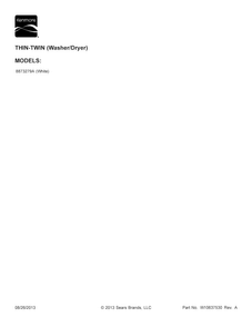 Cover Sheet Diagram and Parts List for 1108873279A  Kenmore Washer Dryer Combo