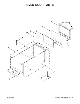 Oven Door Parts Diagram and Parts List for WOC97ES0ES04  Whirlpool Microwave Oven Combo