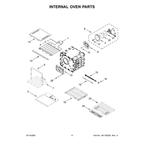Internal Oven Parts Diagram and Parts List for KOES727SPS00  KitchenAid Wall Oven