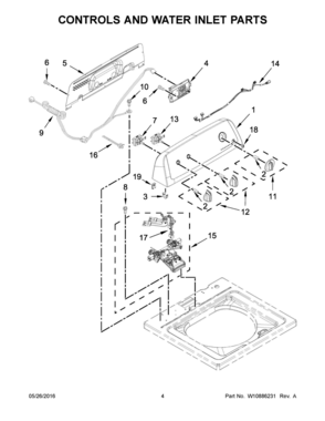 03 - CONTROLS AND WATER INLET PARTS Diagram and Parts List for RTW4516FW0  Whirlpool Washer