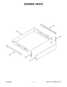 Drawer Parts Diagram and Parts List for KFGG500EBS8  KitchenAid Range