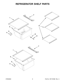 04 - Refrigerator Shelf Parts Diagram and Parts List for MSS25N4MKZ10  Whirlpool Refrigerator
