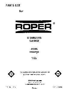 Front Cover Diagram and Parts List for H8858*0  Roper Range