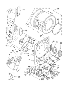Dryer Bulkhead Parts Diagram and Parts List for 11088752799  Kenmore Washer Dryer Combo