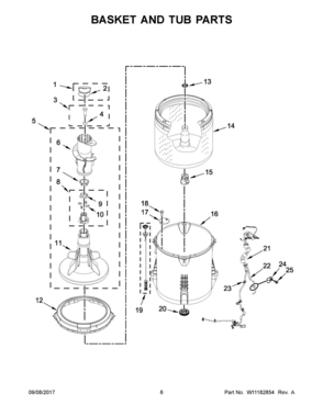 04 - BASKET AND TUB PARTS Diagram and Parts List for NTW4665GW0  Whirlpool Washer