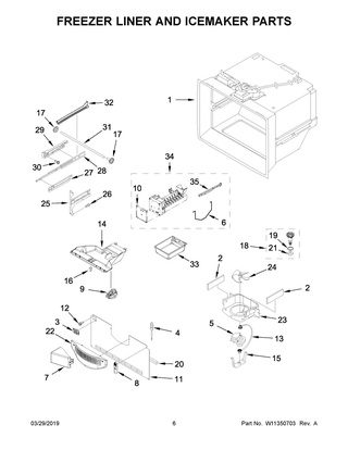 Freezer Liner And Icemaker Parts Diagram and Parts List for KRFF302ESS02  Whirlpool Refrigerator