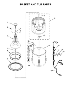 Basket And Tub Parts Diagram and Parts List for 11027022710  Kenmore Washer