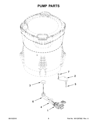 Pump Parts Diagram and Parts List for WTW7500GC2  Whirlpool Washer