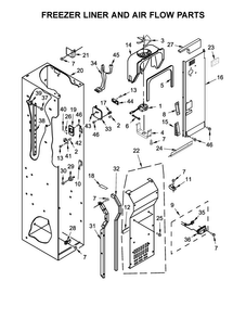 Freezer Liner And Air Flow Parts Diagram and Parts List for KBSD608ESS01  KitchenAid Refrigerator